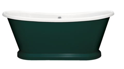 large bathtub shaped like a boat with a flat bottom