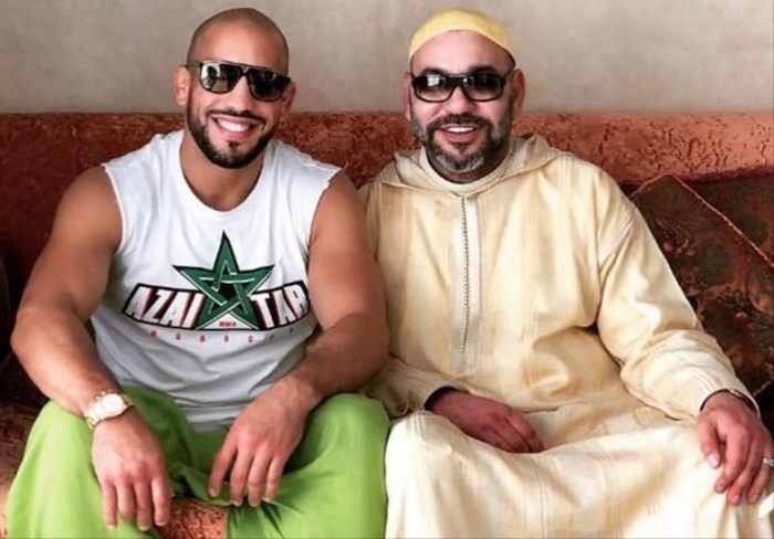 Abu Bakr Azaitar, left, and Morocco’s King Mohammed VI