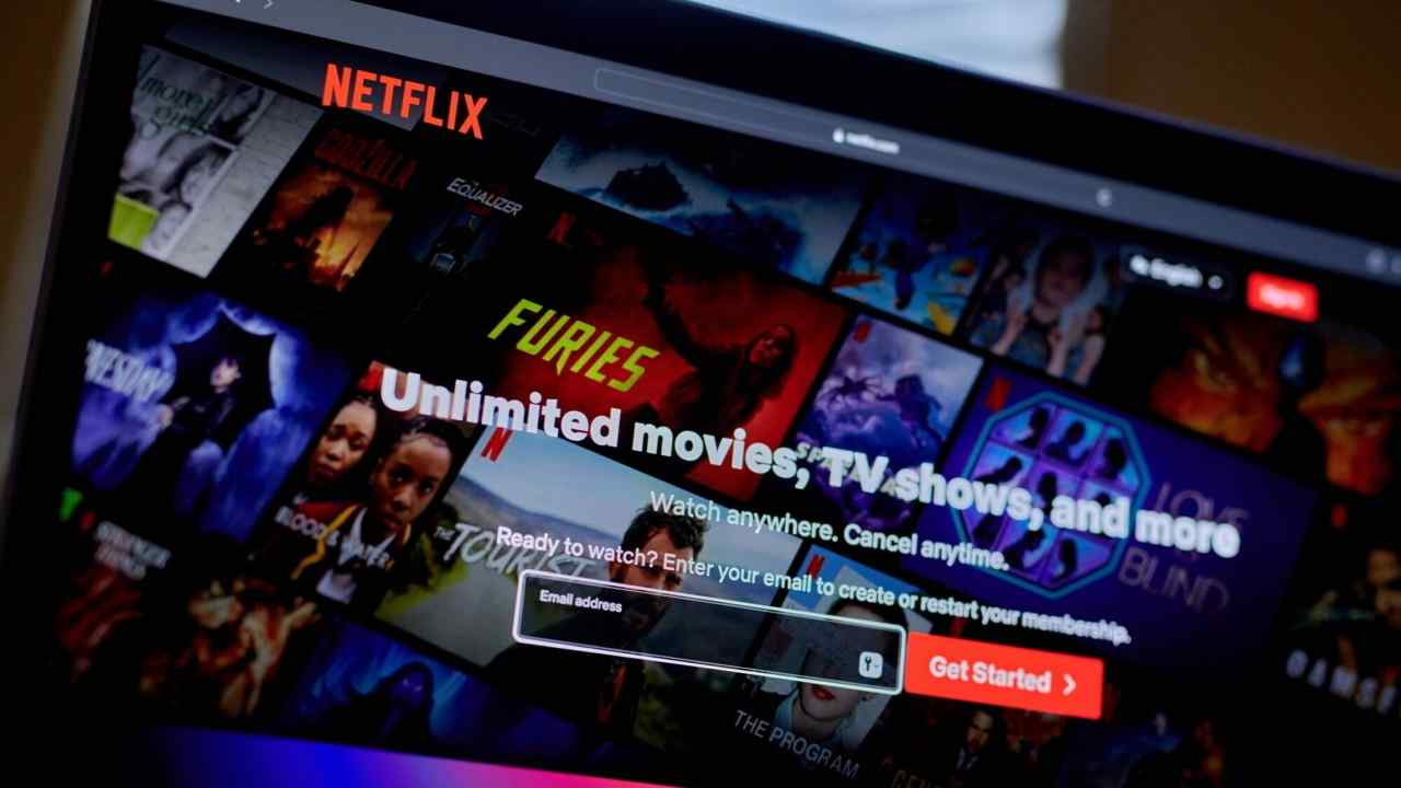 The Netflix website on a laptop
