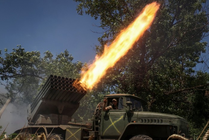 Soviet-era Grad multiple-launch rocket systems fire on Russian positions in Donetsk  