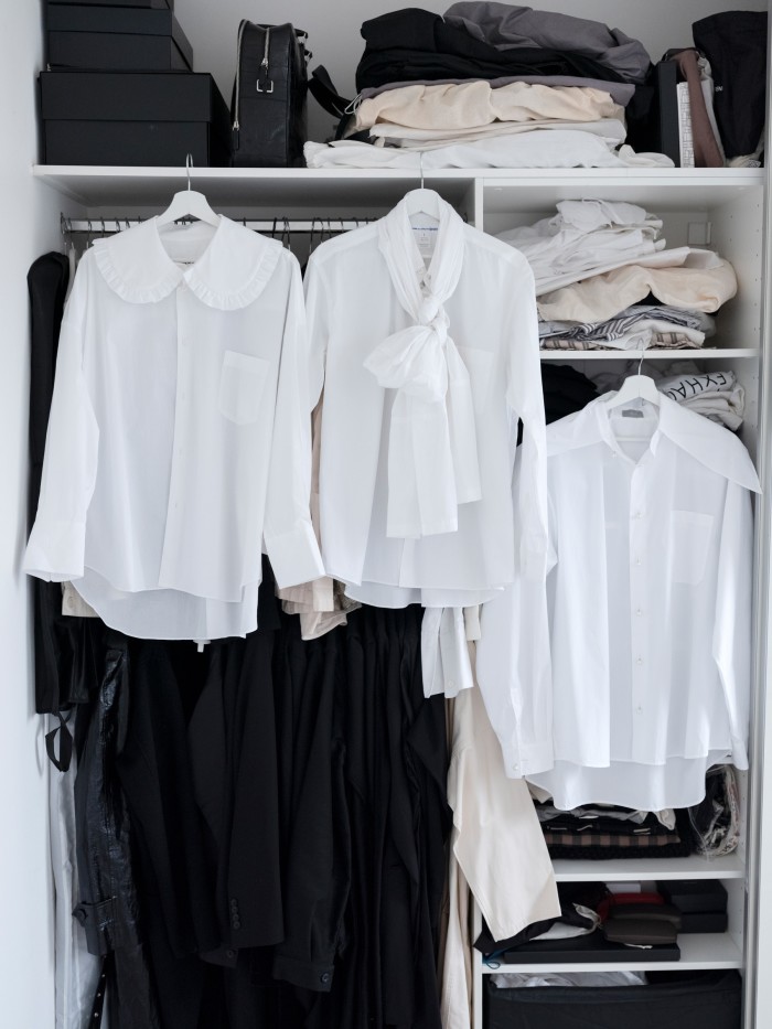 White shirts by Comme des Garçons and Dior