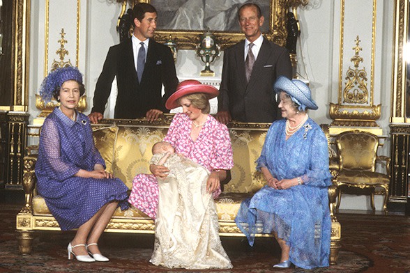 1982: The Queen, Prince Charles, Diana, Princess of Wales, Prince Philip and the Queen Mother after Prince William’s christening
