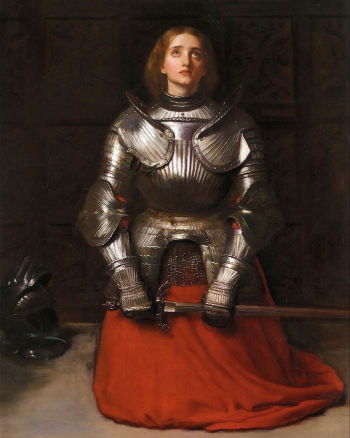 John Everett Millais' 1865 painting of Joan of Arc kneeling and holding a sword