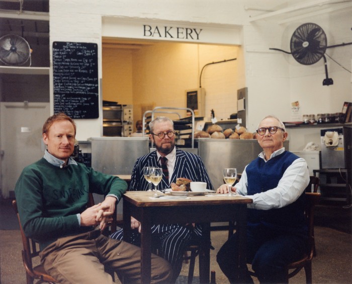 Dari kiri, Michael Hill, Fergus Henderson dan Trevor Gulliver di St John