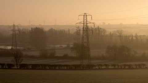 Power pylons in the mist