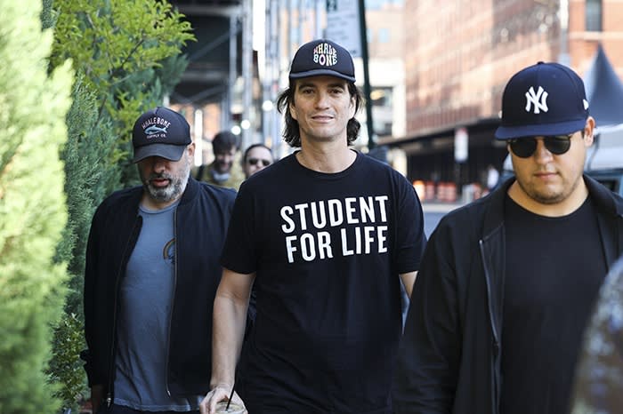 Neumann arriving at an event on the sidelines of WeWork’s trading debut in New York, October 2021