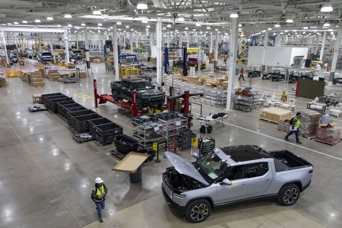 Rivian RT1 electric trucks are assembled and tested in Normal, Illinois