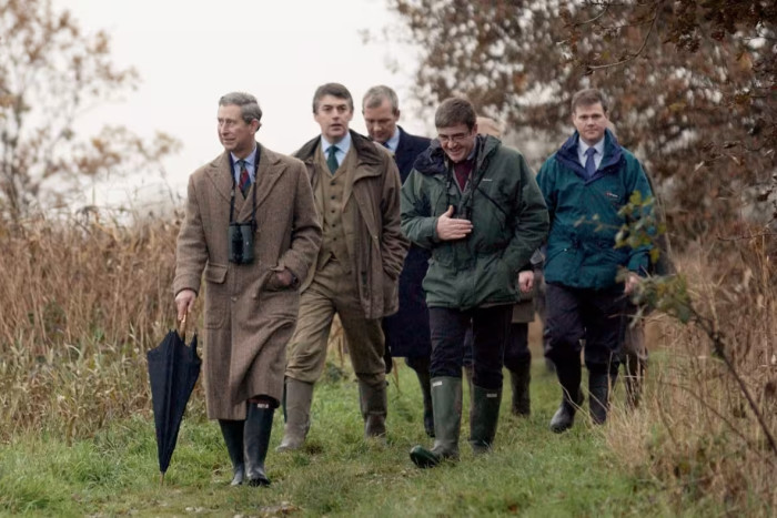King Charles, then Prince Charles, wears Hunter wellies in 2001