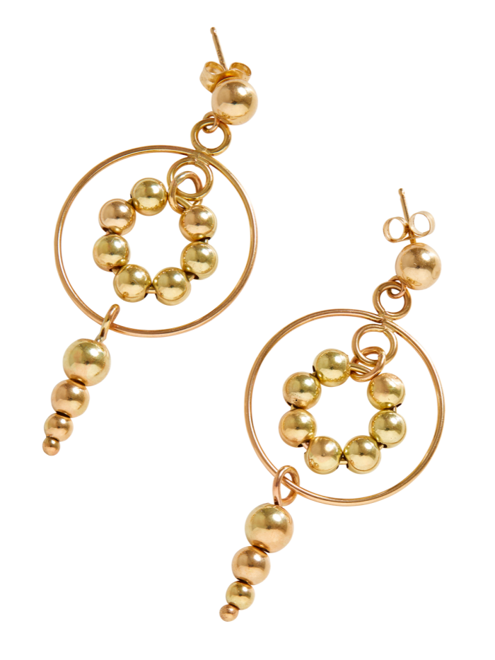 Permanent Collection gold Solar Circle earrings, $600