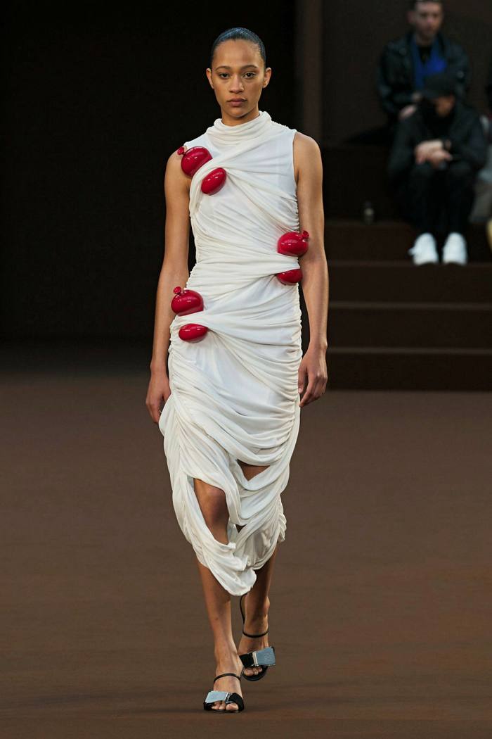 Loewe’s Jonathan Anderson looked at surrealism too, wrapping balloons around the body . . . 
