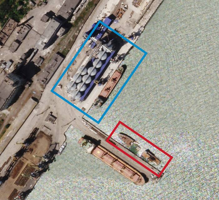 Satellite image of docks at Mariupol