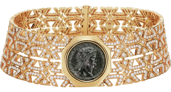 Bulgari gold, diamond and Roman bronze coin Monete necklace, POA