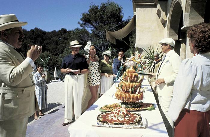 Peter Ustinov, Diana Rigg & Jane Birkin star as Hercule Poirot, Arlena Stuart Marshall, Christine Redfern in the 1982 film ‘Evil under the  sun’