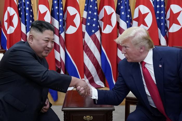 Kim Jong Un and Donald Trump meet in 2019, during which time the US president threatened Pyongyang with ‘fire and fury like the world has never seen’