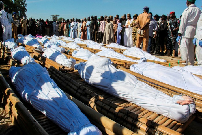 Mourners in Nigeria attend the funeral of 43 farm workers killed by Boko Haram fighters. Western powers had considered Chad’s Idriss Déby their most important ally in the fight against the Islamist terror group 