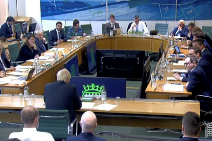 Boris Johnson appearing in front of Commons liaison committee