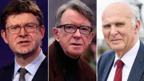 Greg Clark, Lord Peter Mandelson and Sir Vince Cable