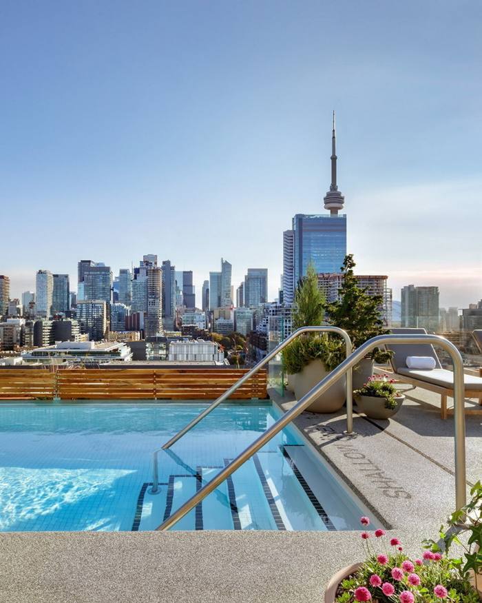 The hotel’s rooftop pool, with Toronto’s skyline behind it