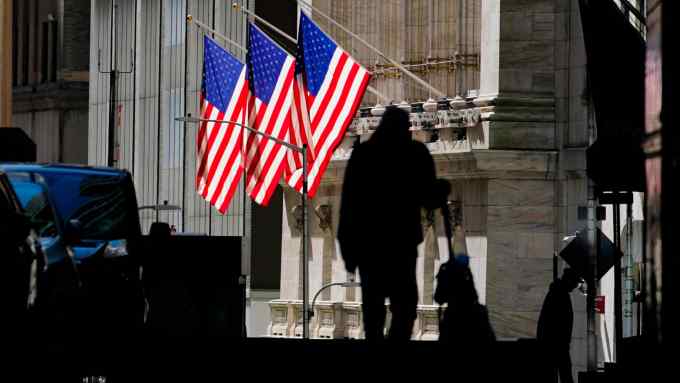 US flags outside the New York Stock Exchange