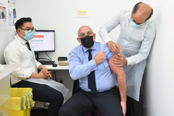 Nadhim Zahawi receives a Covid jab as vaccines minister in 2021