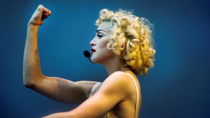 Madonna on her Blond Ambition tour in 1990