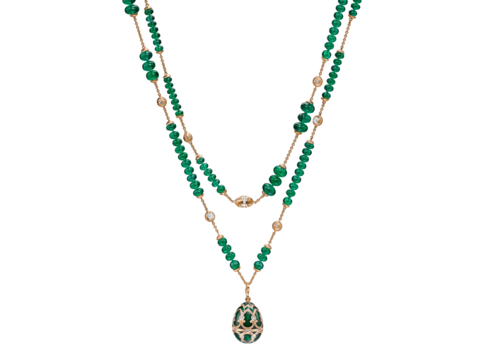 Fabergé rose-gold, emerald and diamond necklace with elephant surprise locket, POA 