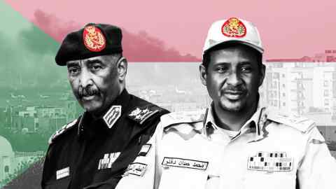 Gen Abdel Fattah al-Burhan, left,  and Lt Gen Mohamed Hamdan Dagalo