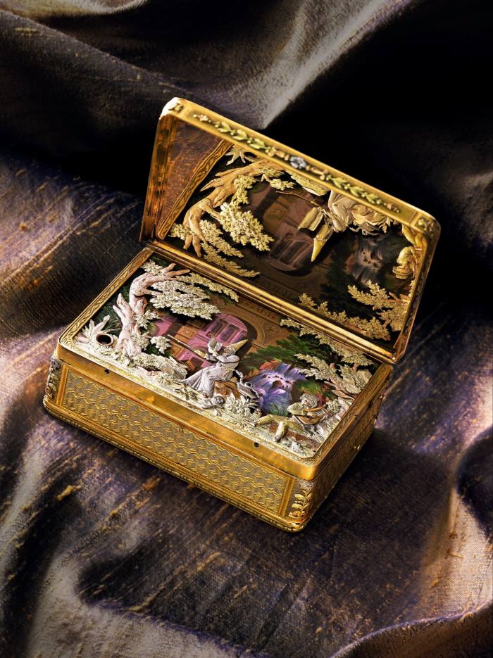 Kotak sedutan ahli sihir automasi muzikal King Farouk, c1820, dijual di Sotheby's pada harga $1.21j