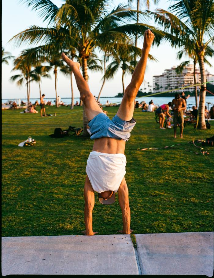 Handstands at South Pointe Park