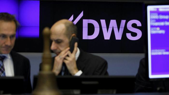 The DWS logo at the Frankfurt Stock Exchange