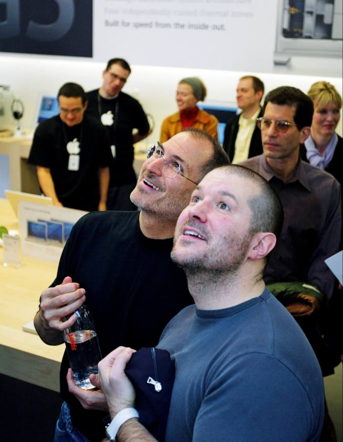Jonathan Ive and Steve Jobs at the launch of Apple’s San Francisco flagship in 2004