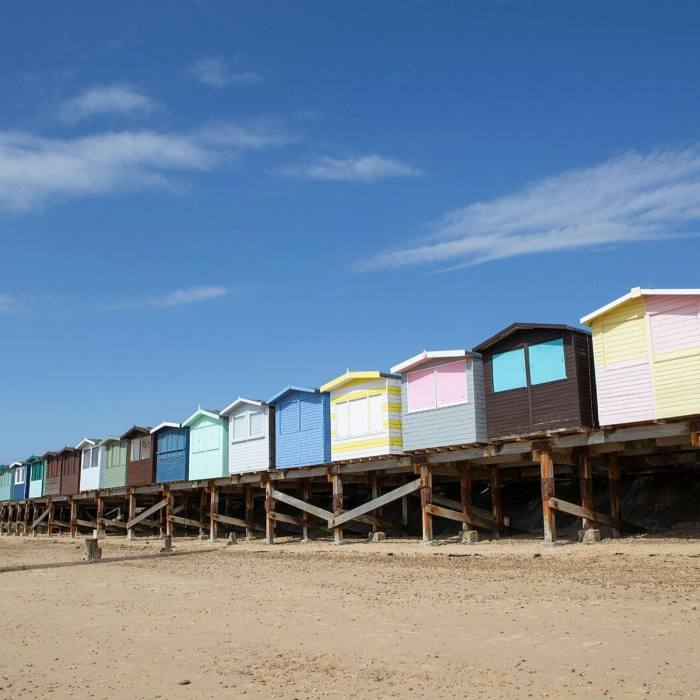 Frinton’s characterful stilted beach huts