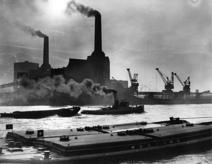 Battersea Power Station in 1937 when it only had two chimneys