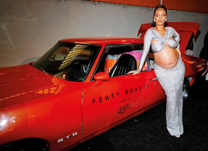 Rihanna wears a Messika belly chain at the launch of Fenty Beauty at ULTA Beauty, 2022