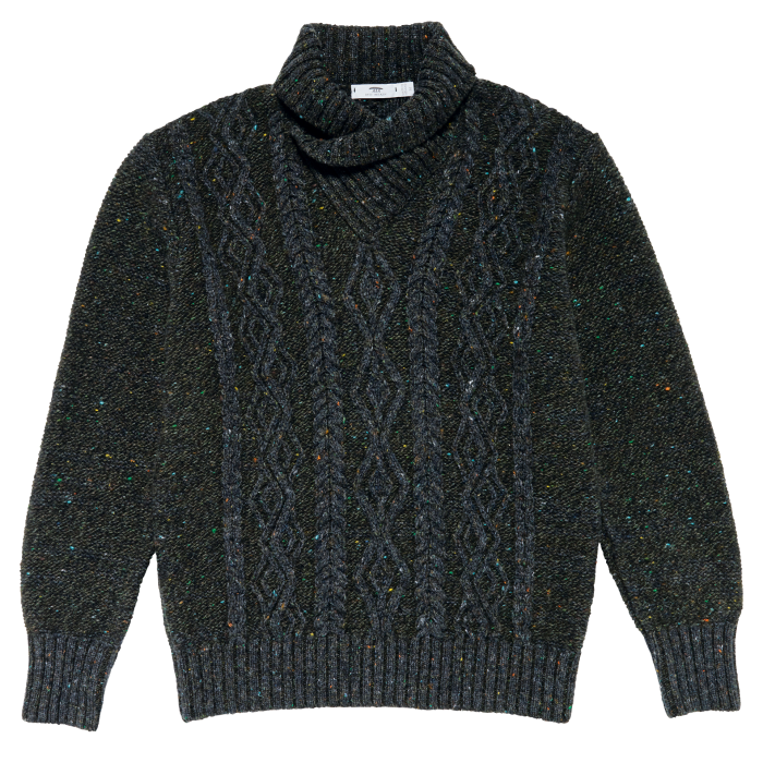 Inis Meain Merino-cashmere shawl-collar Aran, €528
