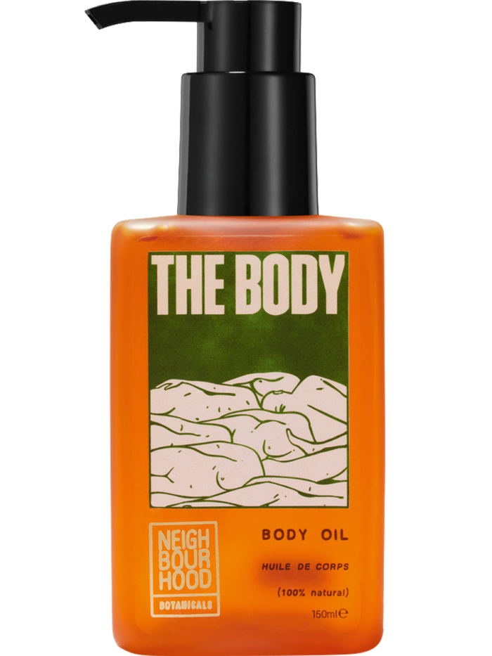 Neighborhood Botanicals Body Oil, £ 31.  Label designed by Joe Prytherch