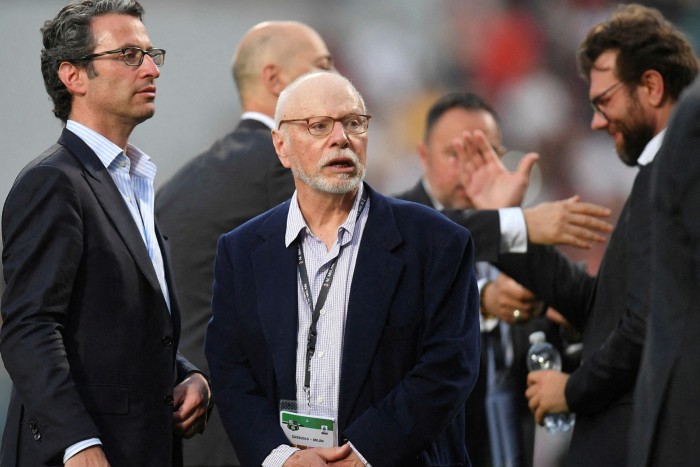 Paul Singer and his son Gordon on the night AC Milan won Serie A 