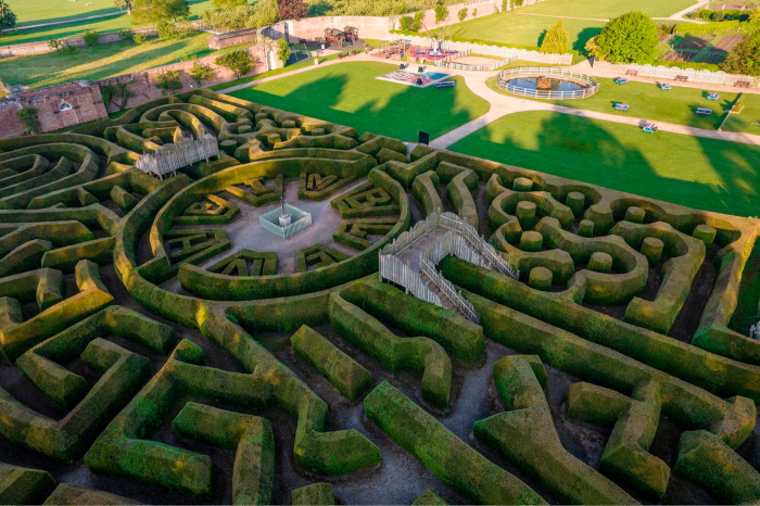 The centre of the Marlborough Maze spells the word Blenheim in yew trees 