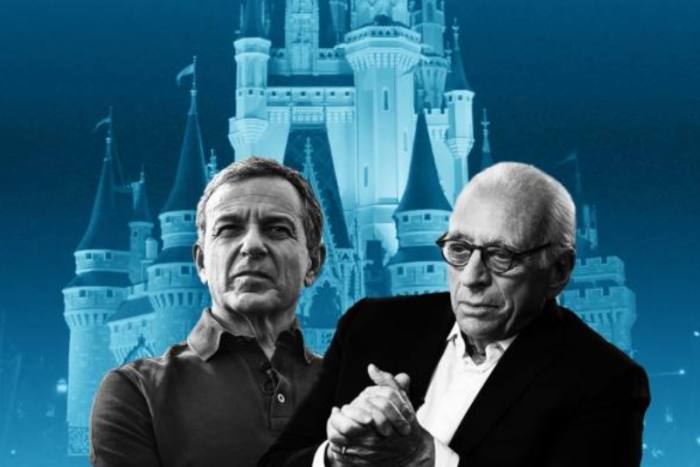 Montage of Bob Iger and Nelson Peltz and Disney’s theme park 
