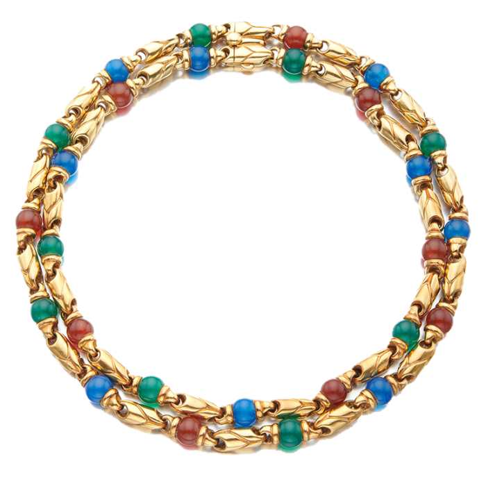 Bulgari gem set and gold necklace. Estimate CHF7,500–CHF10,000