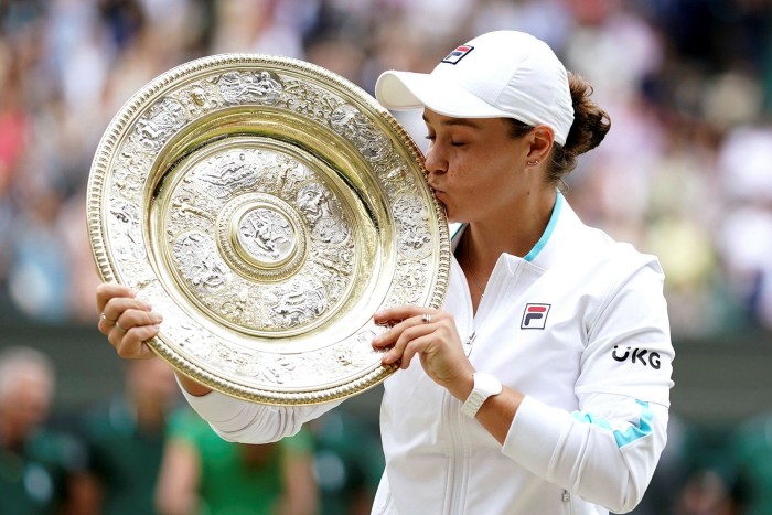 Ashleigh Barty after winning the ladies' singles final match at Wimbledon in 2021