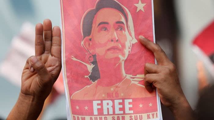 Aung San Suu Kyi was banished in a military coup in February and has limited legal access.
