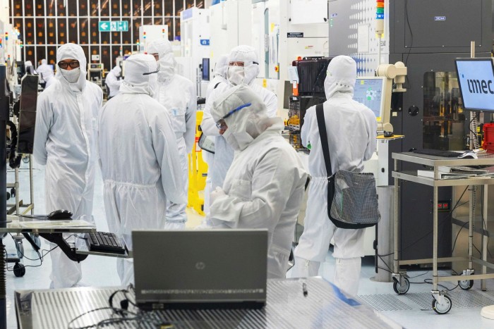 A semiconductor cleanroom at nanotechnology research hub Imec in Leuven, Belgium
