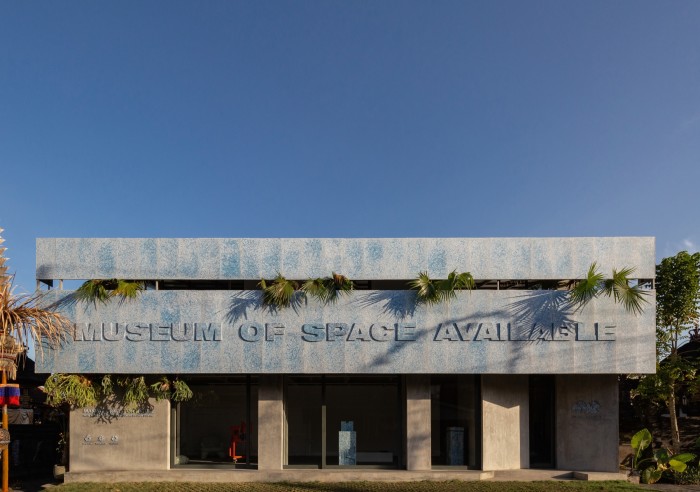 The façade of the Museum of Space Available was created from more than 200,000 compressed plastic bottles