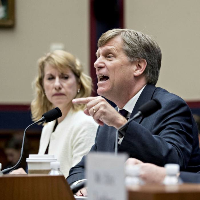 Michael McFaul, former US ambassador to Russia, speaks during a House Intelligence Committee hearing in Washington, D.C in March 2019