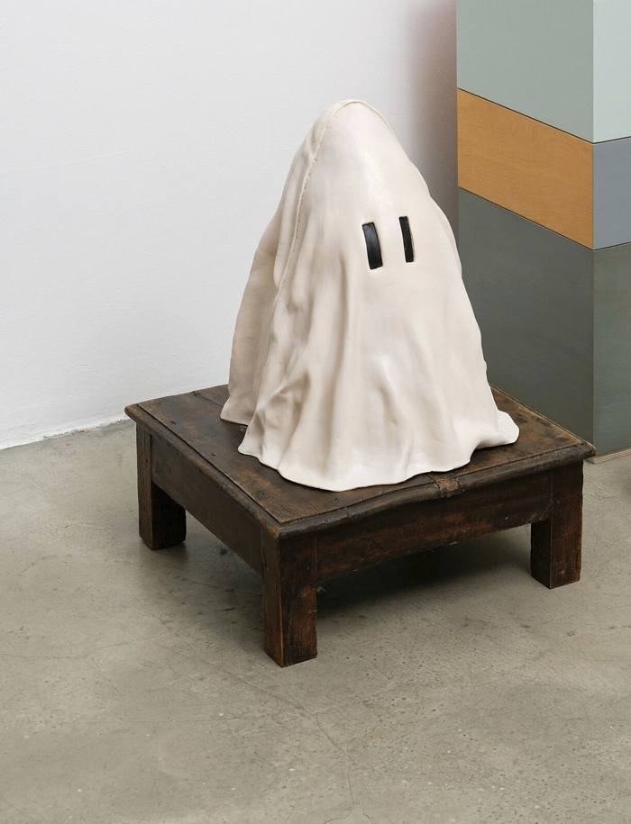 Small resin scultpure of a ghost in a white blanket