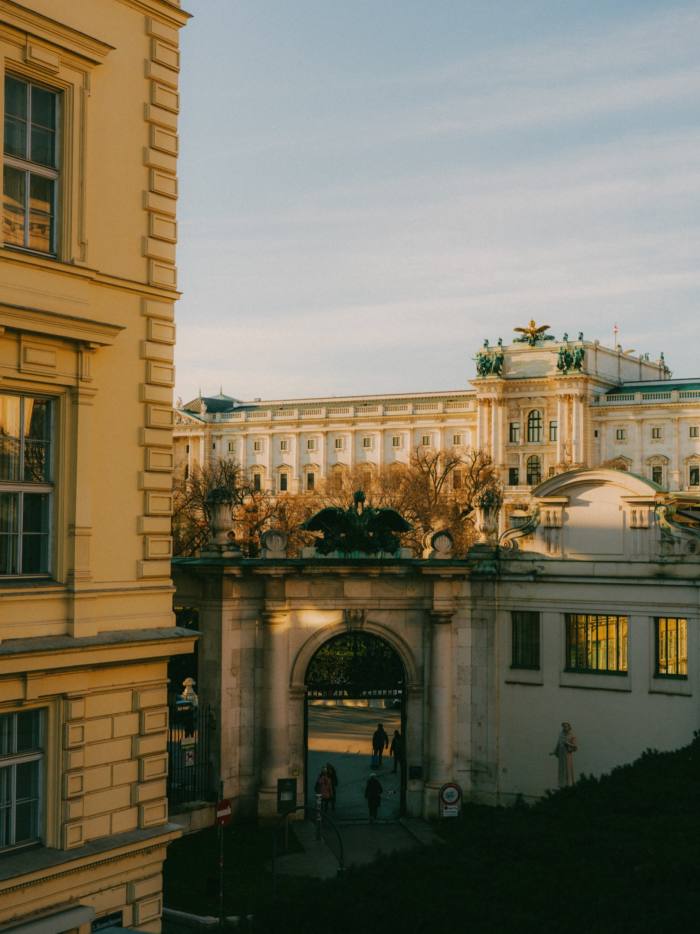  A view from the terrace of the Albertina Museum overlooking the Burggarten park to the Hofburg, part of the former imperial palace of the Habsburg dynasty