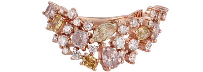 Ananya mawar-emas dan putih-, kuning dan merah jambu-berlian Magnificent Jewels Jilid Satu cincin, £9,800