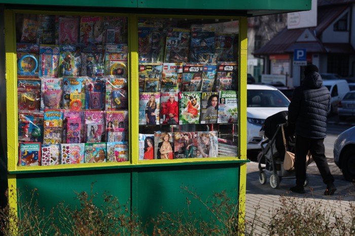 A news kiosk in the south-east city of Rzeszow