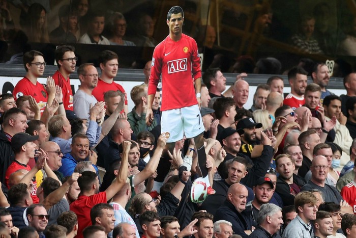 Manchester United fans showed off a cropped image of Cristiano Ronaldo during the match against Wolverhampton Wanderers last month